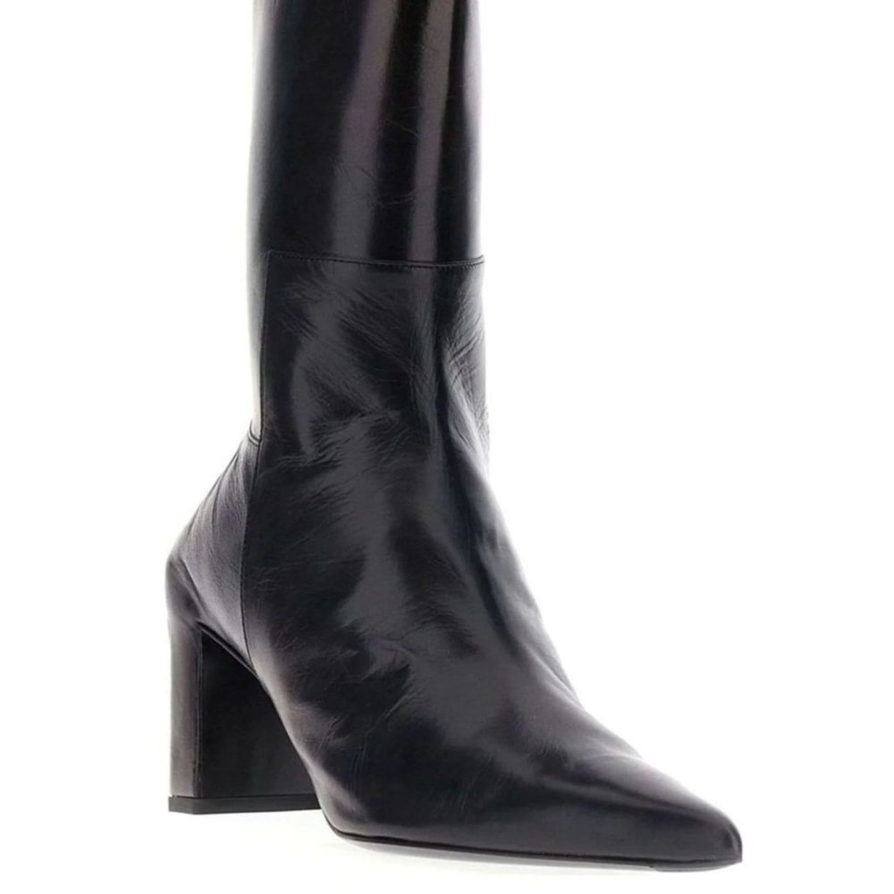 Jil Sander Pointed-Toe Heeled Ankle Boots Size: EU39  Color: Black